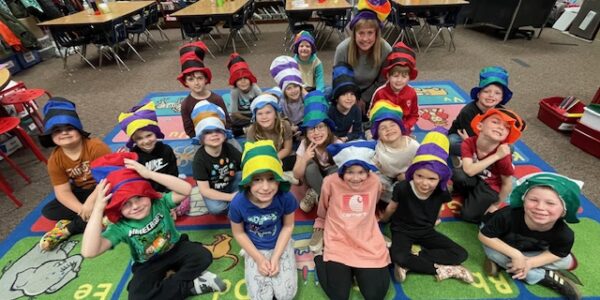 First graders at Captain Strong Primary school showing off their Dr Seuss hats!